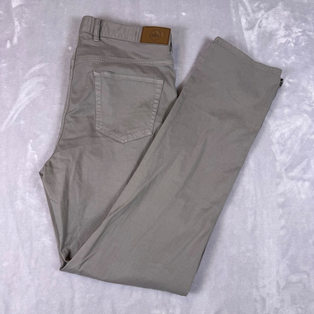 Peter Millar Mens Grey 5-Pocket Pants Cotton Modal Stretch Straight Leg Size 35